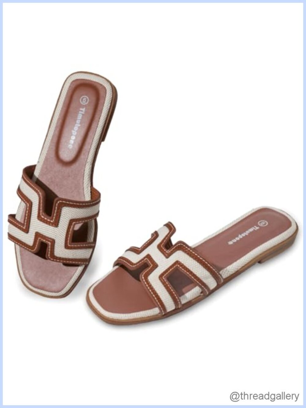 H Flat Slide Sandals Women Dressy Lightweight Comfortable Slip-On Summer Casual